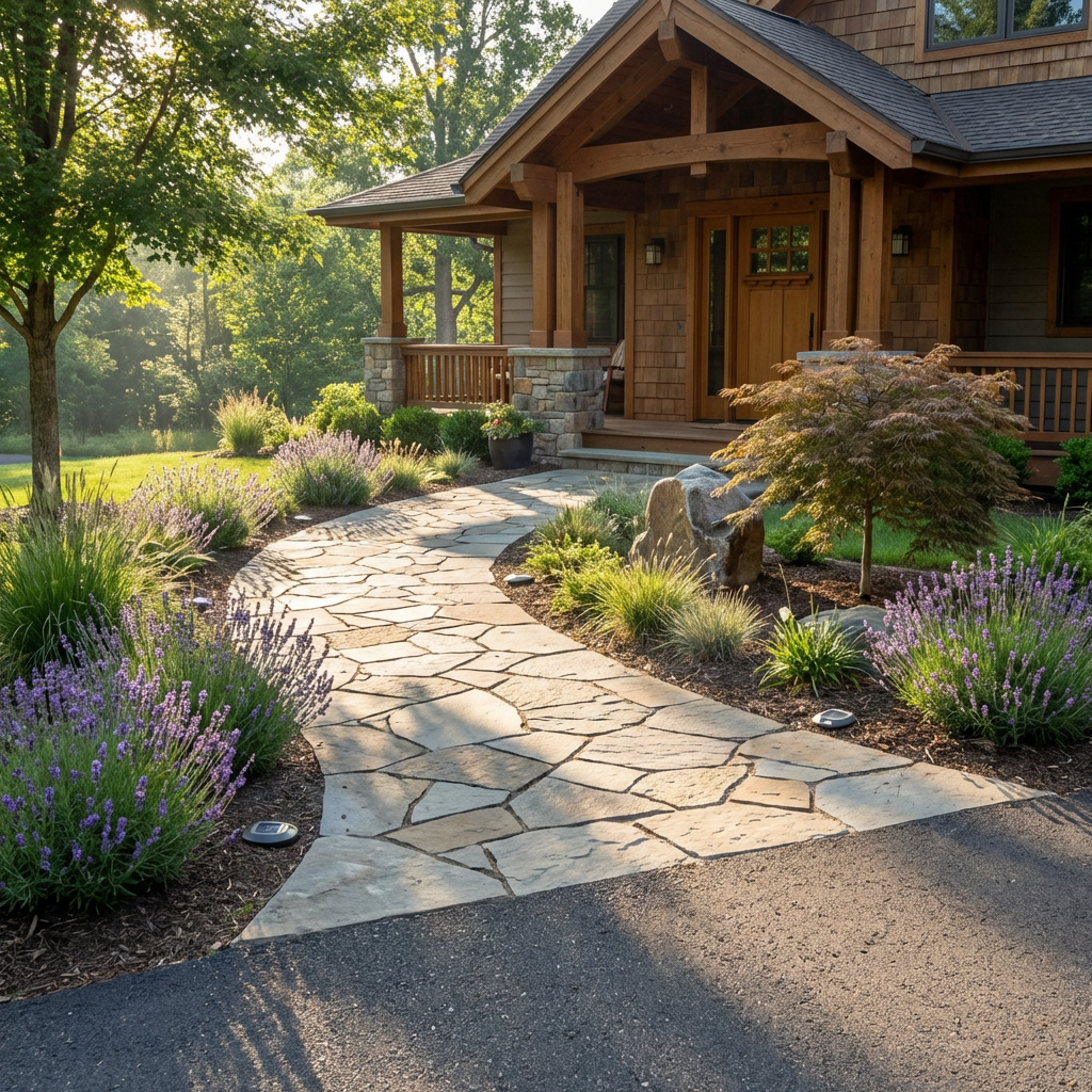 Natural stone walkway to front entrance